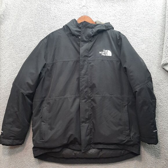 The North Face Mens 550 Black BALHAM Down Insulated Jacket XXL Camouflage Lining - Picture 1 of 7